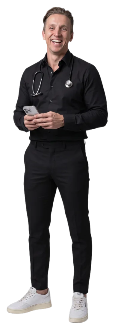 Christian Denzer mit Stethoskop